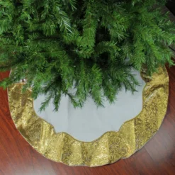 48" White And Gold Two Toned Flourish Christmas Tree Skirt -Noel Twinkle Shop northlight l34263 2 61269.1667536560