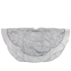 48" Silver And White Floral Trimmed Christmas Tree Skirt 7 48" Silver And White Floral Trimmed Christmas Tree Skirt -Noel Twinkle Shop northlight l34933 3 49594.1667654914