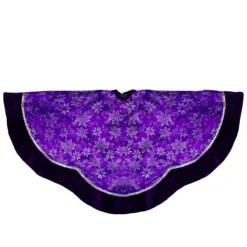 48" Purple And Silver Glittered Floral Christmas Tree Skirt -Noel Twinkle Shop northlight l34936 4 64485.1667657619