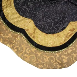 48" Black And Gold Velveteen Floral Scallop Christmas Tree Skirt -Noel Twinkle Shop northlight l85474 2 44940.1667597479