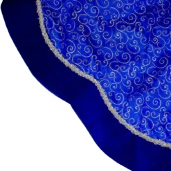 48" Royal Blue And Silver Swirl Christmas Tree Skirt With Scalloped Trim -Noel Twinkle Shop northlight l85480 3 45761.1667662606