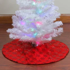 20" Red Sequin Snowflake Pattern Mini Christmas Tree Skirt