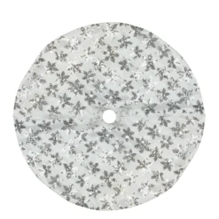 20" White And Silver Sequin Snowflake Mini Christmas Tree Skirt