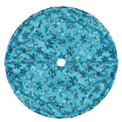 20" Blue Sequin Snowflake Pattern Mini Christmas Tree Skirt