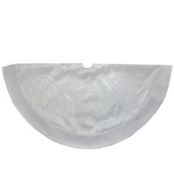 48-Inch White Sheer Organza With Faux Fur Trim Christmas Tree Skirt