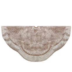 48-Inch Gold Sequins And Glitter Satin Border Christmas Tree Skirt