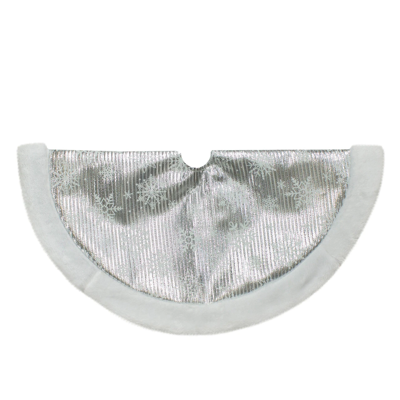 20-Inch Silver And White Metallic Snowflake Mini Christmas Tree Skirt 3 20-Inch Silver And White Metallic Snowflake Mini Christmas Tree Skirt