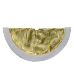 20-Inch Gold And White Metallic Snowflake Print Mini Christmas Tree Skirt