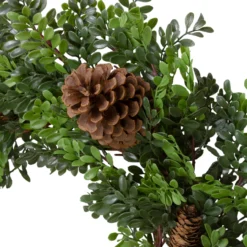27"Artificial Boxwood And Pine Cone Christmas Wreath-Unlit -Noel Twinkle Shop northlight ll89744 3 sample 40116.1667535659