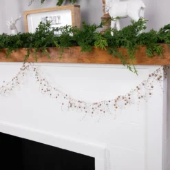 5' X 2" Metallic Rose Gold Beaded Christmas Garland- Unlit -Noel Twinkle Shop northlight ll89758 styled20on20fireplace 2 90613.1686078786