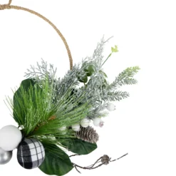 Black And White Plaid Winter Greenery Artificial Christmas Wreath, 18-Inch, Unlit -Noel Twinkle Shop northlight ll94317 2 74070.1680184575