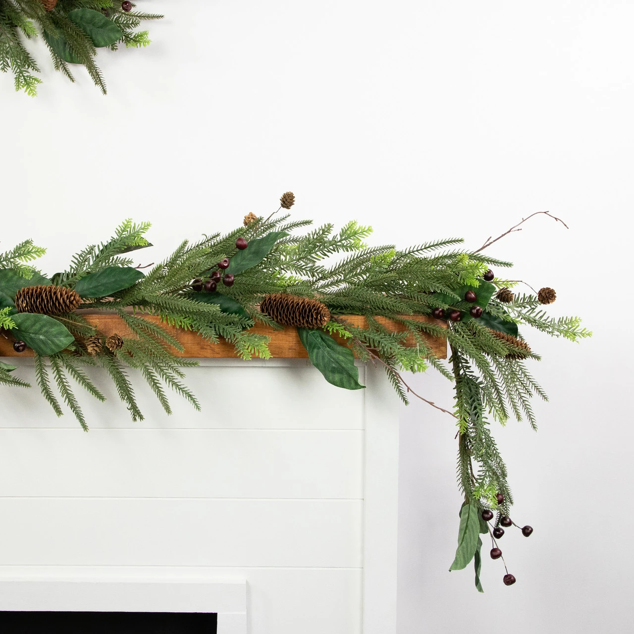 6' Mixed Foliage With Pine Cones And Berries Christmas Garland, Unlit 5 6' Mixed Foliage With Pine Cones And Berries Christmas Garland, Unlit - Image 3