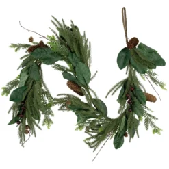6' Mixed Foliage With Pine Cones And Berries Christmas Garland, Unlit