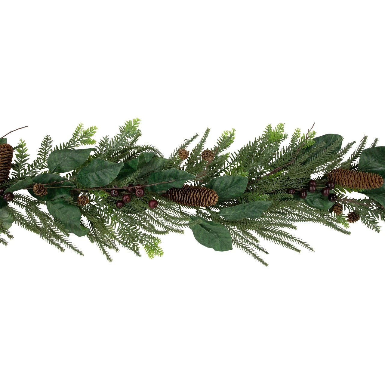 6' Mixed Foliage With Pine Cones And Berries Christmas Garland, Unlit 8 6' Mixed Foliage With Pine Cones And Berries Christmas Garland, Unlit - Image 6