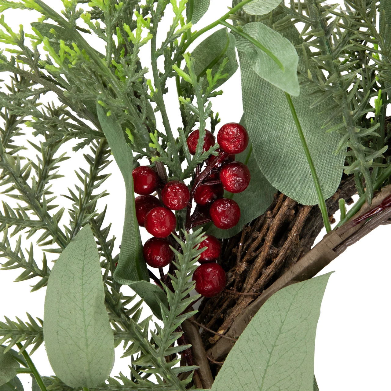 Mixed Foliage And Red Berries Artificial Christmas Wreath, 24-Inch, Unlit 6 Mixed Foliage And Red Berries Artificial Christmas Wreath, 24-Inch, Unlit - Image 4