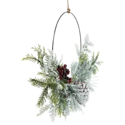 Frosted Mixed Foliage With Berries And Pinecone Artificial Christmas Wreath, 16-Inch, Unlit -Noel Twinkle Shop northlight ll94348 2 63951.1678220426