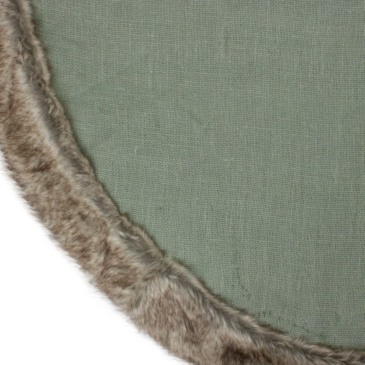 48" Green Burlap Christmas Tree Skirt With Faux Fur Trim 4 48" Green Burlap Christmas Tree Skirt With Faux Fur Trim - Image 2