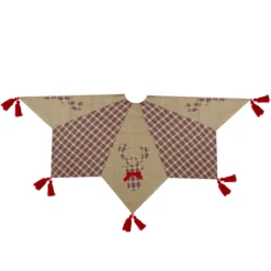 48" Red And Brown Burlap And Plaid Reindeer Christmas Tree Skirt With Tassels -Noel Twinkle Shop northlight lt90718 5 18316.1667576854
