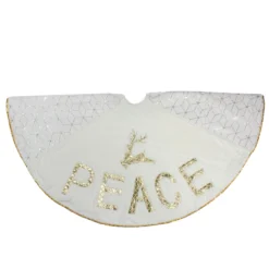 48" Cream And Gold Peace And Reindeer Christmas Tree Skirt -Noel Twinkle Shop northlight lt90720 4 15128.1667530455