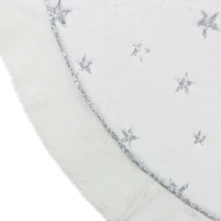 48" White With Silver Sequined Stars Christmas Tree Skirt -Noel Twinkle Shop northlight lt90724 4updated 07553.1667576856
