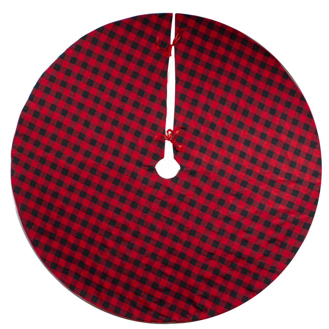 48" Red And Black Buffalo Plaid Christmas Tree Skirt 5 48" Red And Black Buffalo Plaid Christmas Tree Skirt - Image 3