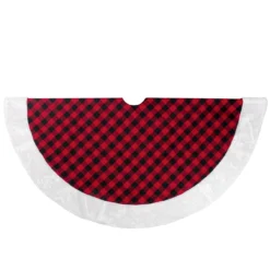 48" Red And Black Buffalo Plaid Christmas Tree Skirt With Faux Fur Trim -Noel Twinkle Shop northlight lt90733 4 54767.1667490811