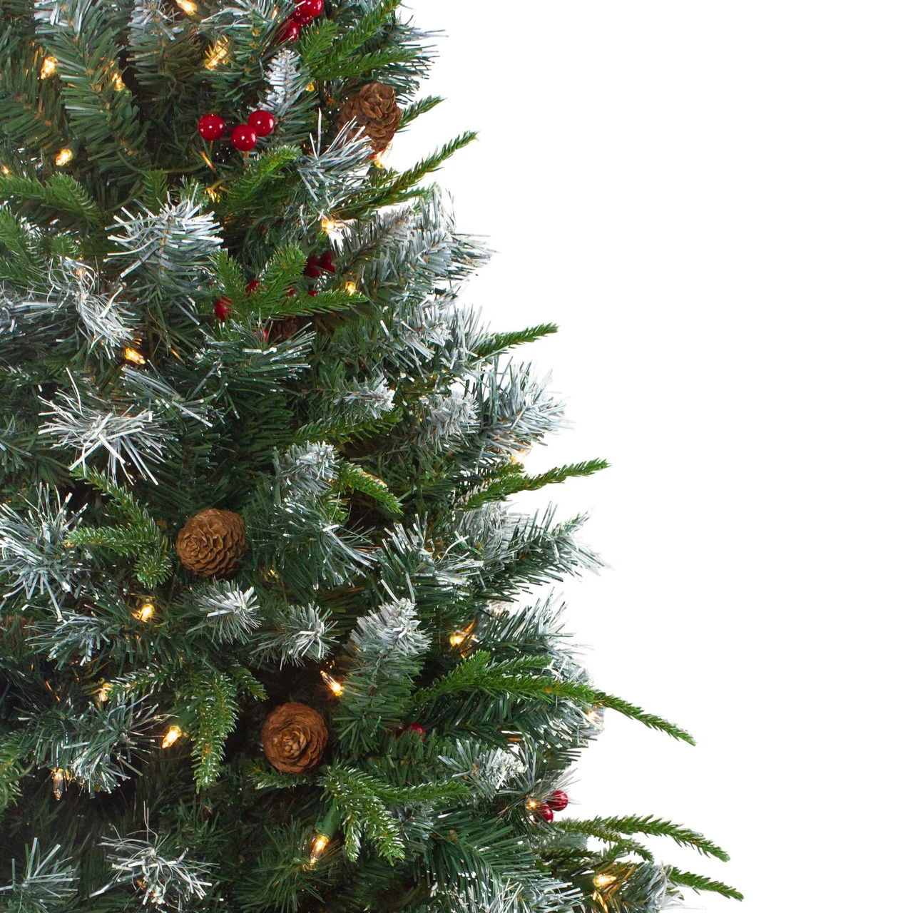 6' Pre-Lit Frosted Mixed Berry Pine Artificial Christmas Tree - Clear Lights 4 6' Pre-Lit Frosted Mixed Berry Pine Artificial Christmas Tree - Clear Lights - Image 2