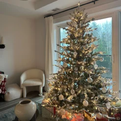 7.5' Pre-Lit Flocked Little River Fir Artificial Christmas Tree - Clear Lights -Noel Twinkle Shop northlight lt91589 cxpic 26957.1675807571