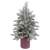 4' Pre-Lit Flocked Saratoga Spruce Artificial Christmas Tree In Pot - Clear Lights -Noel Twinkle Shop northlight lt91590 1 updated 08726.1667573176