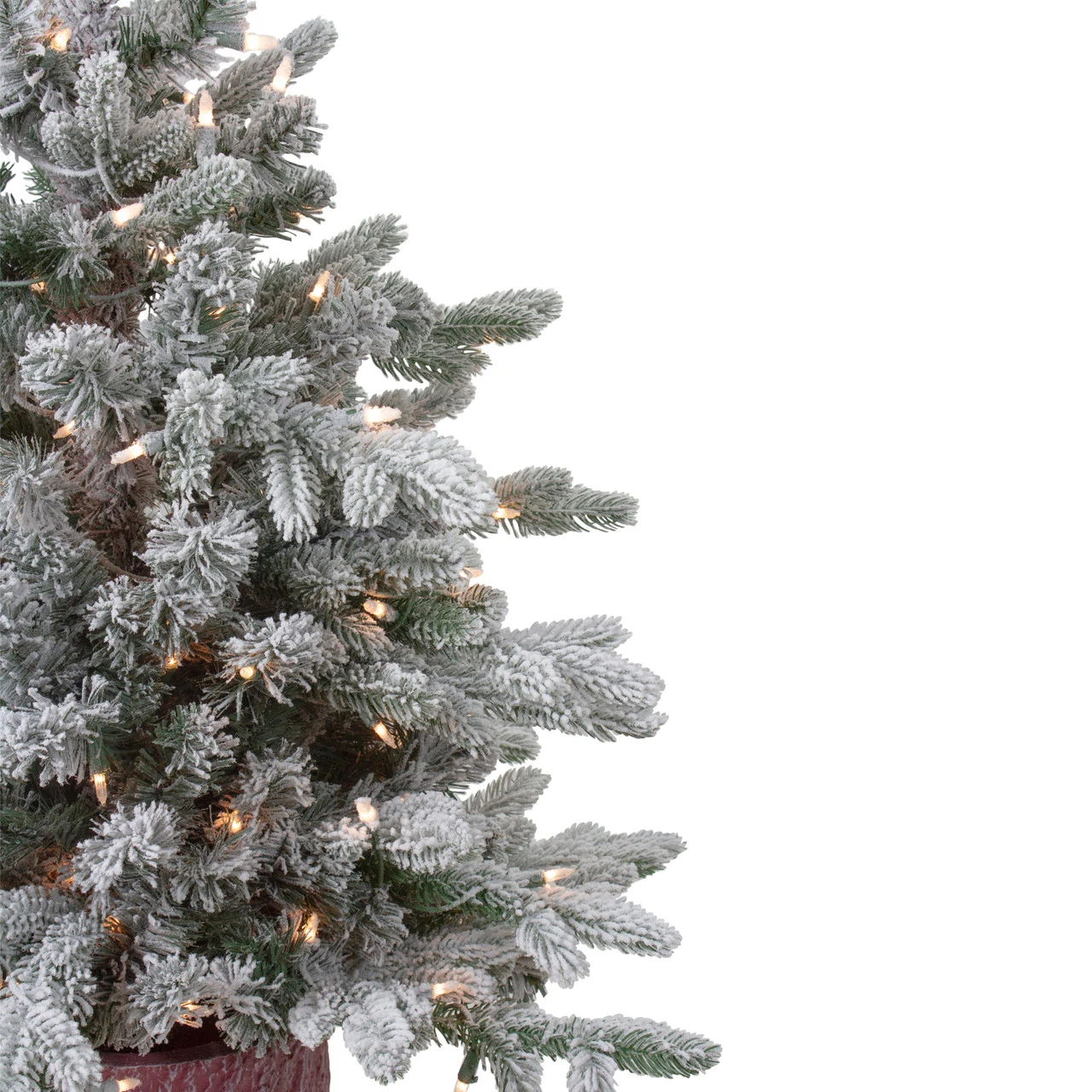 4' Pre-Lit Flocked Saratoga Spruce Artificial Christmas Tree In Pot - Clear Lights 5 4' Pre-Lit Flocked Saratoga Spruce Artificial Christmas Tree In Pot - Clear Lights - Image 3