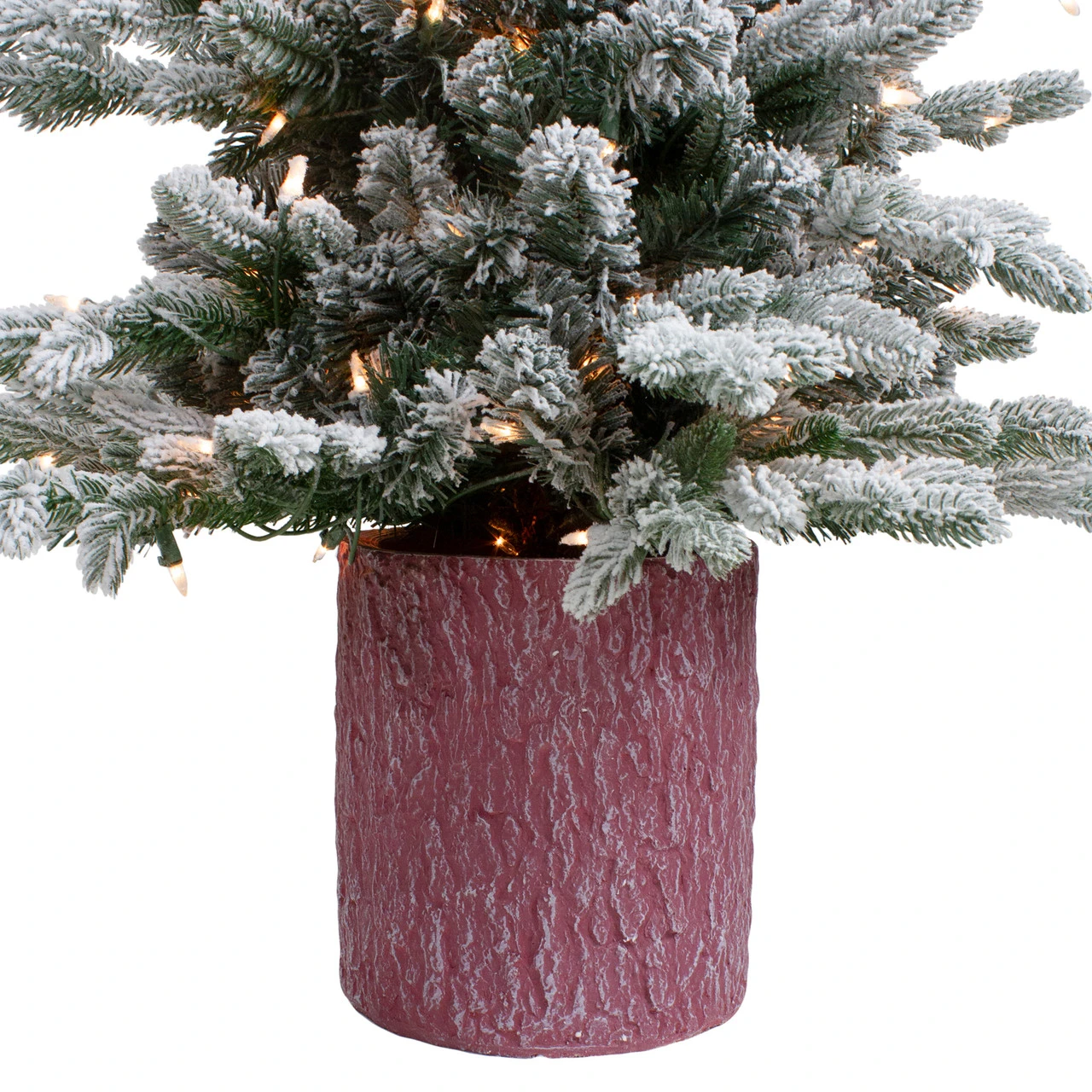 4' Pre-Lit Flocked Saratoga Spruce Artificial Christmas Tree In Pot - Clear Lights 7 4' Pre-Lit Flocked Saratoga Spruce Artificial Christmas Tree In Pot - Clear Lights - Image 5