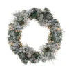 Pre-lit Heavily Flocked Berries And Pine Cones Artificial Christmas Wreath - 24-Inch, Clear Lights