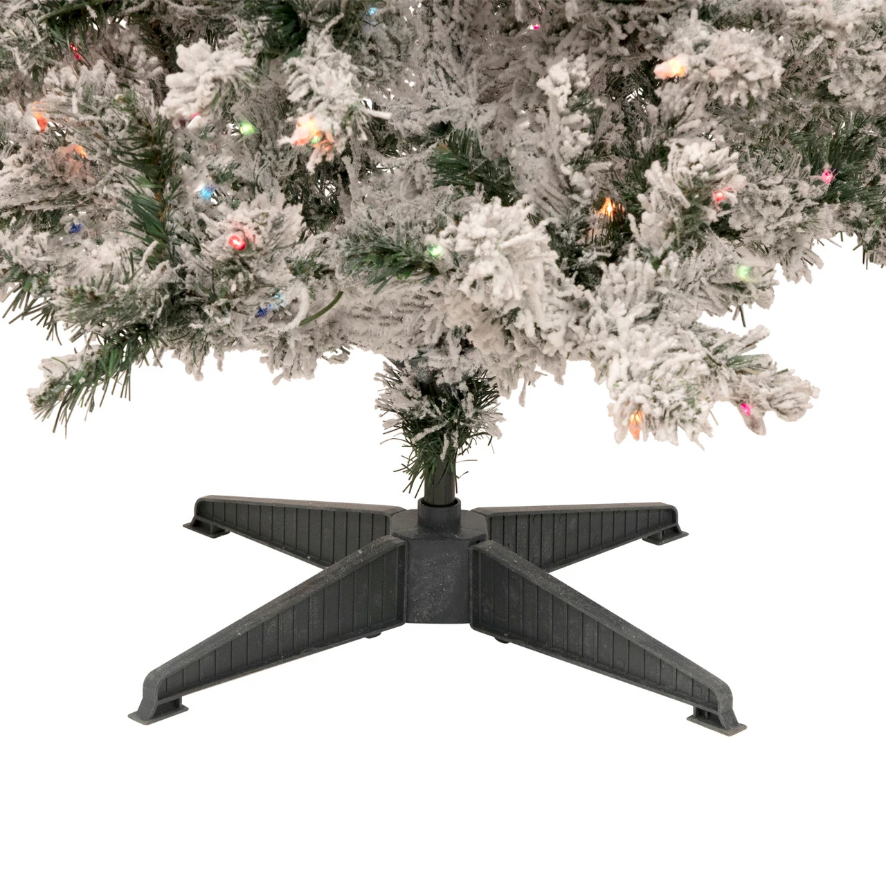 4.5' Pre-Lit Medium Heavily Flocked Pine Artificial Christmas Tree, Multicolor Lights 7 4.5' Pre-Lit Medium Heavily Flocked Pine Artificial Christmas Tree, Multicolor Lights - Image 5