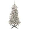 4.5' Pre-Lit Medium Heavily Flocked Pine Artificial Christmas Tree, Multicolor Lights