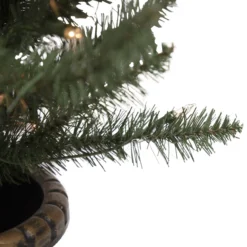 Set Of 2 Pre-Lit Potted Porch Pine Topiary Slim Artificial Christmas Trees 4' - Clear Lights -Noel Twinkle Shop northlight m88589 5 updated 26552.1667656487