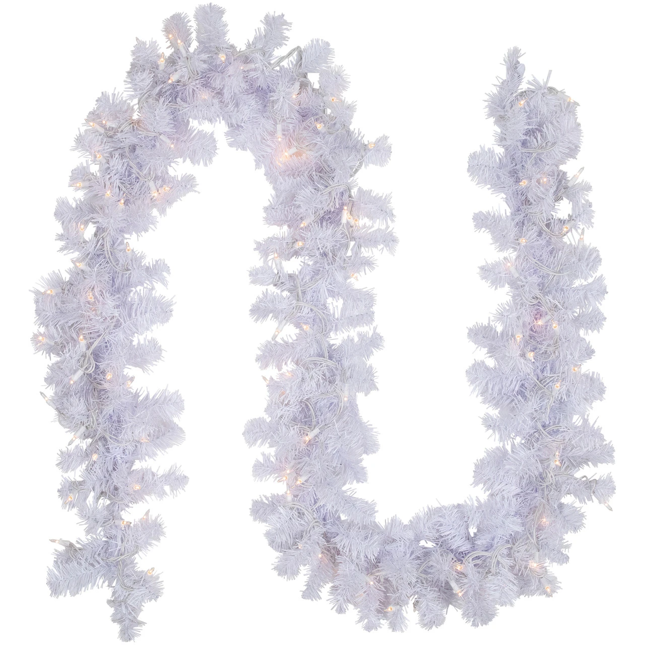 9' X 10" Pre-lit White Iridescent Mixed Pine Artificial Christmas Garland - Clear Lights 3 9' X 10" Pre-lit White Iridescent Mixed Pine Artificial Christmas Garland - Clear Lights