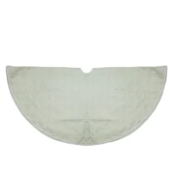 48" Solid White Quilted Christmas Tree Skirt With Velvet Trim