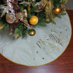 48” Ivory White Merry And Bright Christmas Tree Skirt -Noel Twinkle Shop northlight n03374 3 14509.1667531230