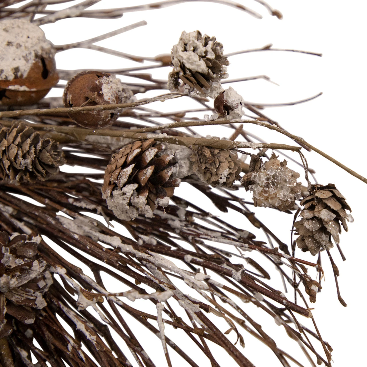 Iced Pine Cones And Bells Christmas Twig Wreath, 20-Inch, Unlit 4 Iced Pine Cones And Bells Christmas Twig Wreath, 20-Inch, Unlit - Image 2