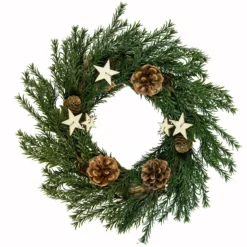 Pine Cones And Stars Pine Sprig Christmas Wreath, 10-Inch, Unlit