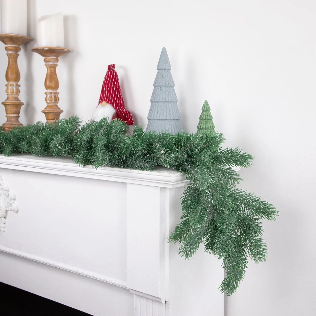 6' X 7" Frosted And Dusted Green Pine Artificial Christmas Garland - Unlit 4 6' X 7" Frosted And Dusted Green Pine Artificial Christmas Garland - Unlit - Image 2