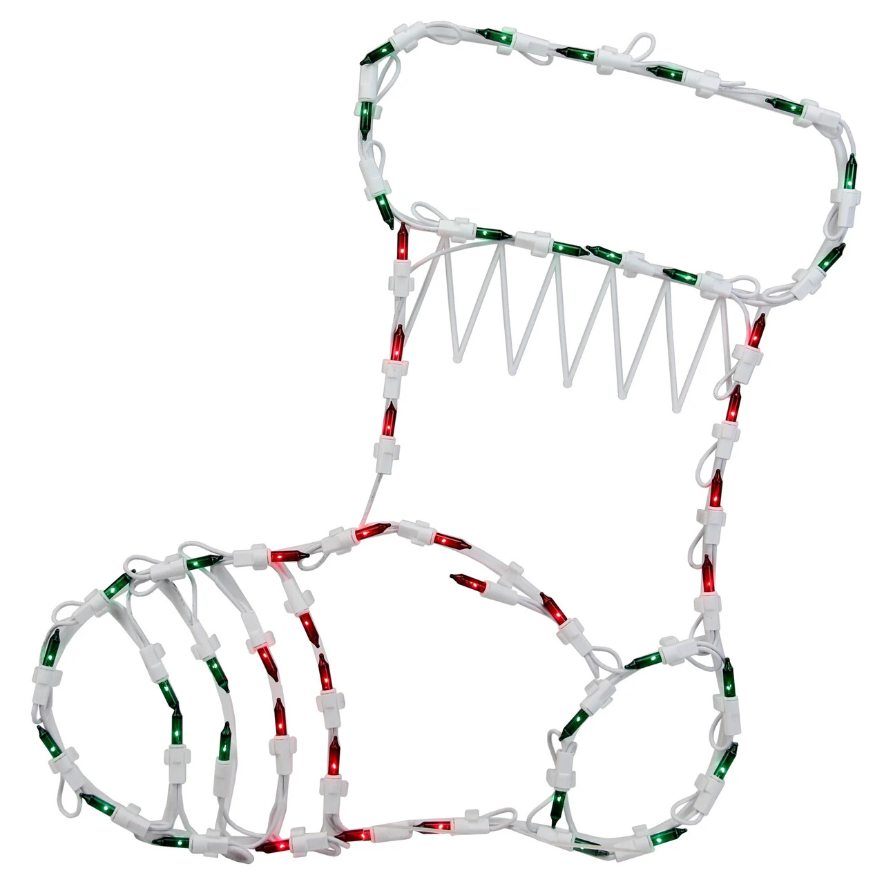 18" Red And Green Lighted Stocking Silhouette Window Christmas Decoration 4 18" Red And Green Lighted Stocking Silhouette Window Christmas Decoration - Image 2