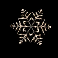 16" White Lighted Snowflake Christmas Window Silhouette