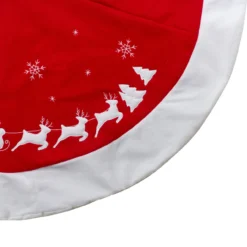 48" Red Sleigh And Reindeer Embroidered Christmas Tree Skirt 8 48" Red Sleigh And Reindeer Embroidered Christmas Tree Skirt -Noel Twinkle Shop northlight nl01832 4 updated 06673.1667662346