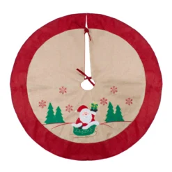36" Burlap Santa Claus In Sleigh Embroidered Christmas Tree Skirt -Noel Twinkle Shop northlight nl01833 2 updated 48277.1667657584