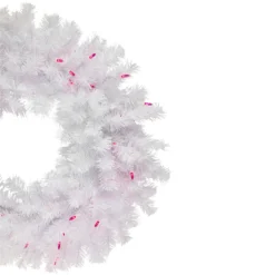 Pre-Lit Geneva White Spruce Artificial Christmas Wreath, 24-Inch, Pink Lights -Noel Twinkle Shop northlight nl02555 2 22432.1673314087
