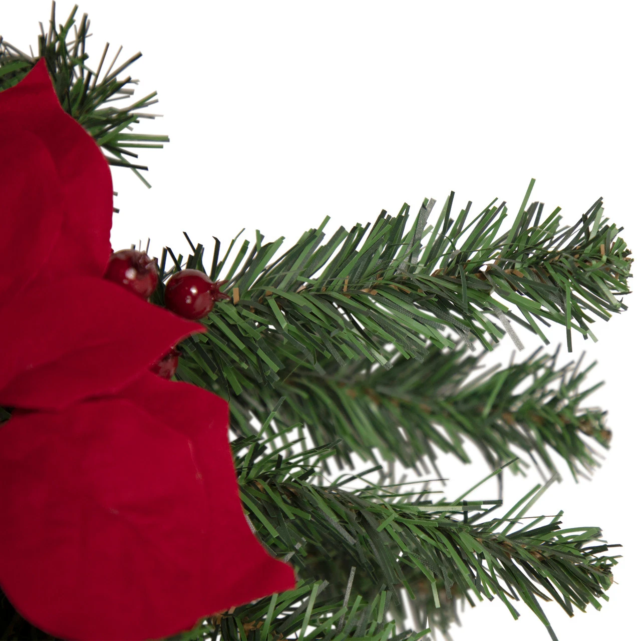 30'' Red Poinsettia And Gold Pine Cone Artificial Christmas Teardrop Swag, Unlit 5 30'' Red Poinsettia And Gold Pine Cone Artificial Christmas Teardrop Swag, Unlit - Image 3