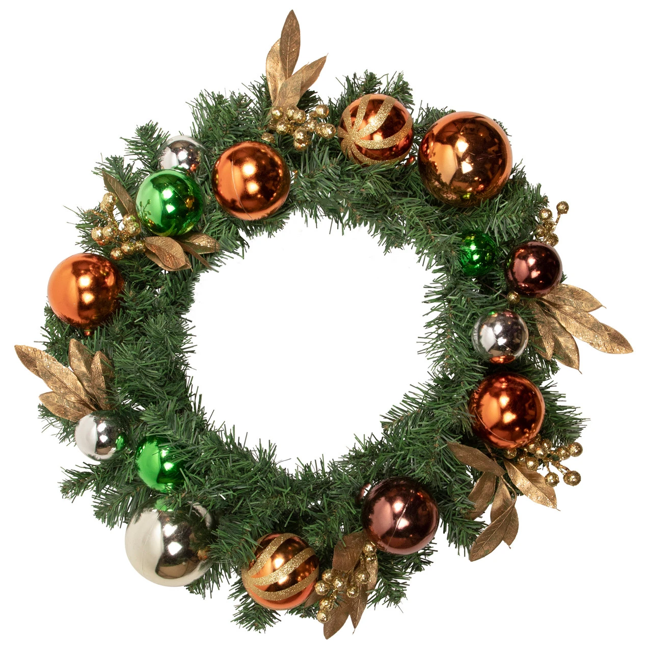 Green Foliage With Ornaments Artificial Christmas Wreath, 24-Inch, Unlit 3 Green Foliage With Ornaments Artificial Christmas Wreath, 24-Inch, Unlit