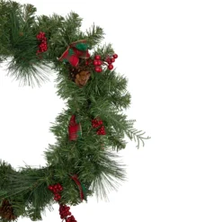 Pine Cones And Berries Artificial Christmas Wreath With Ribbon, 24-Inch, Unlit -Noel Twinkle Shop northlight s04206 2 updated 63055.1667573469