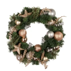 Pine And Ball Green Artificial Christmas Wreath - 24-Inch, Unlit